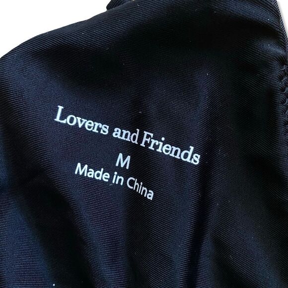 Lovers + Friends Willa rosette triangle Top Black White Bikini swim Revolve M - Picture 6 of 9